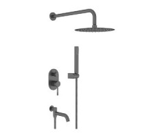 Vieir Душевая система 3 режима с поворотным изливом  встраиваемая (оружейная сталь ) V403564G