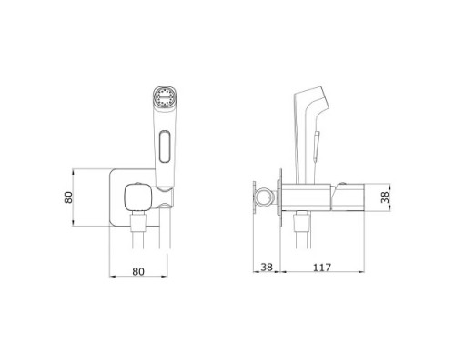 Смеситель с гигиенической лейкой Vieir V473053G оружейная сталь