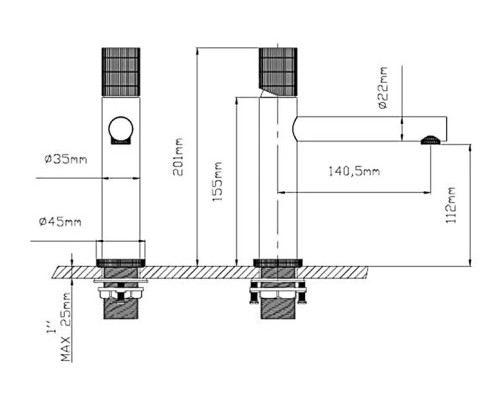 Смеситель для раковины Vincea Groove VBF-4G1BG4