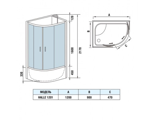 Душевая кабина Weltwasser WW500 HALLE 1201 120х120 прозрачное стекло, профиль хром матовый, левая