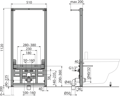 Система инсталляции для подвесного биде AlcaPlast A105/1120