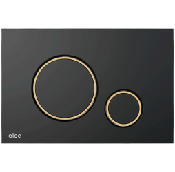 Кнопка и панель смыва, AlcaPlast ALCA черный матовый, золото огранка soft touch круг M778-5