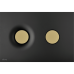 Панель смыва пластиковая, AlcaPlast ALCA черный матовый с кнопками смыва золото матовый, soft touch M1978-7 круг