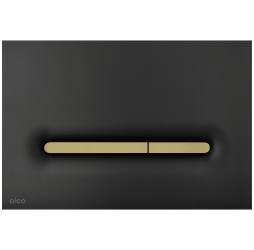 Кнопка пластиковая, AlcaPlast Linka ALCA черный матовый, и панель смыва золото матовая вставка soft touch M1878-7
