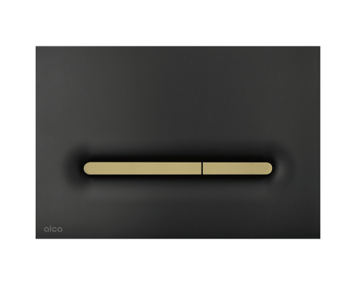 Кнопка и панель смыва пластиковая, AlcaPlast Linka ALCA черный матовый, золото матовая вставка soft touch M1878-7