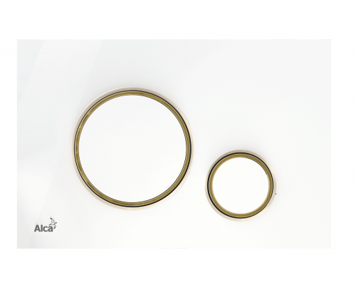Кнопка и панель смыва, AlcaPlast ALCA белая I золото, круг M775
