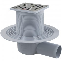 Душевой трап AlcaPlast APV101 - сливной трап 105×105/50 мм с гидрозатвором, горизонтальный выпуск