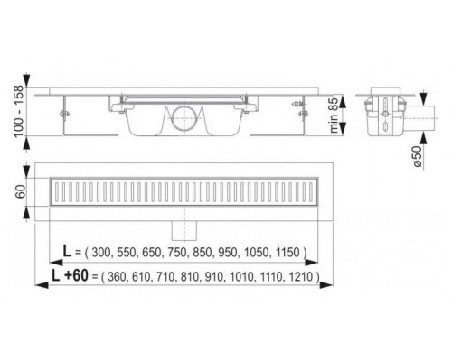 Душевой лоток AlcaPlast APZ1 300 с опорами