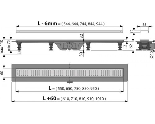 Душевой лоток Alcaplast APZ10-550M
