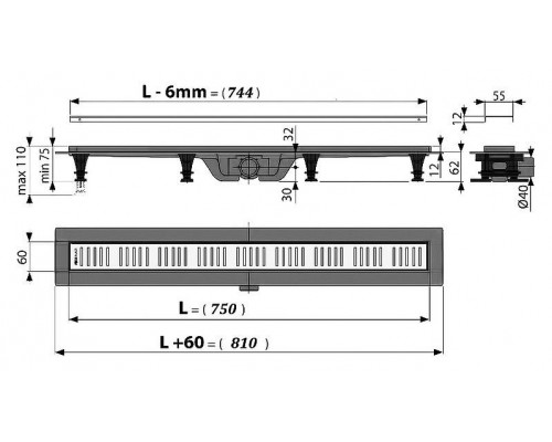 Душевой лоток AlcaPlast APZ10-750M