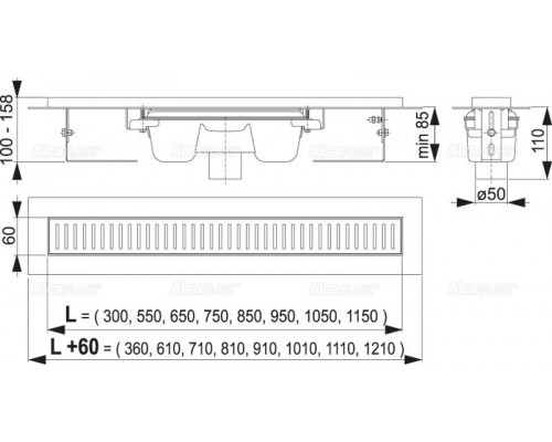 Душевой лоток AlcaPlast APZ1001-850