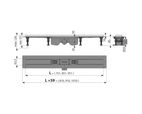Трап Alca для душа APZ22-850 с решеткой TILE-850