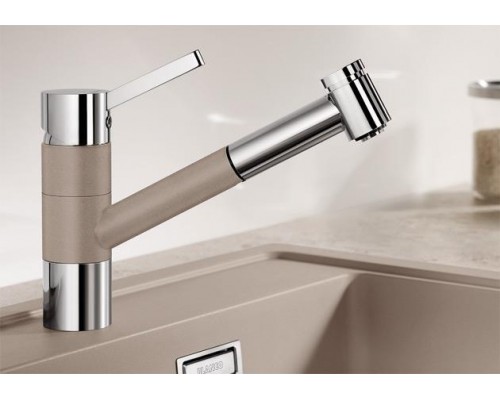 Смеситель для кухни Blanco Tivo-S 517619, с выдвижной лейкой, хром/серый беж