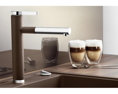 Смеситель для кухни Blanco Linee-S 518445, с выдвижной лейкой, хром/кофе