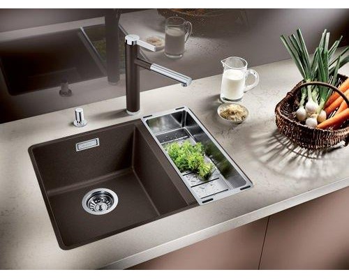 Смеситель для кухни Blanco Linee-S 518445, с выдвижной лейкой, хром/кофе