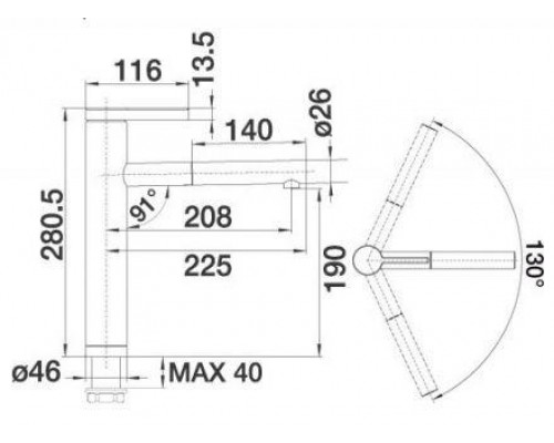 Смеситель для кухни Blanco Linee-S 518446, с выдвижной лейкой, хром/серый беж