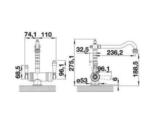 Смеситель для кухни Blanco Sora 524218, под фильтр, латунь