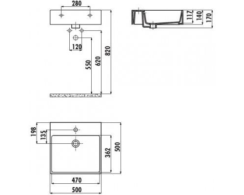 Умывальник Next на столешницу/подвесной 50*50 см