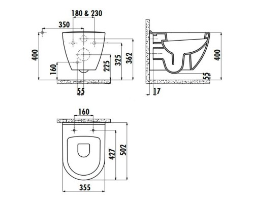 Унитаз подвесной Terra, белый, 1с, без сидения, TP325-51CB00E-0000