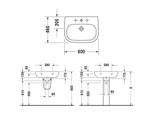 DURAVIT 23106000002 D-Code Раковина 600х460, навесная, с переливом