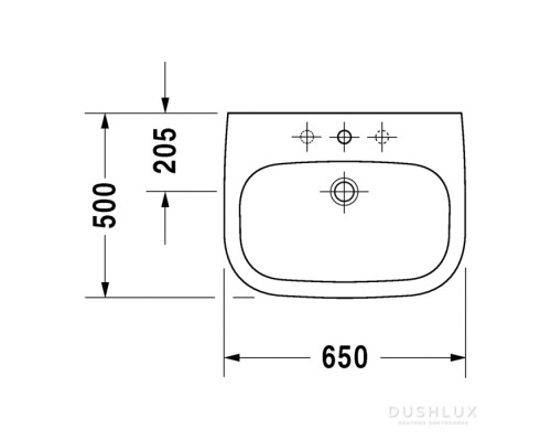 DURAVIT 23106500002 D-Code Раковина 650х500, навесная, с переливом