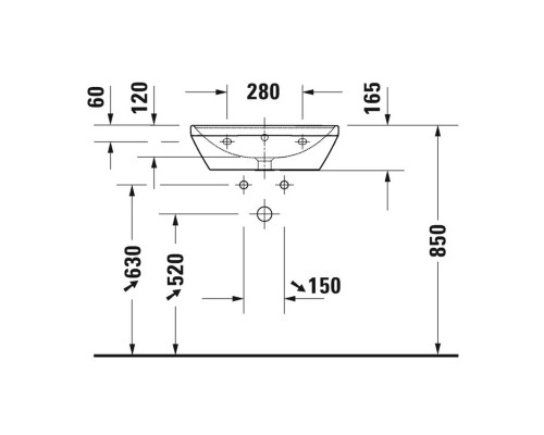 DURAVIT 2366550000 D-NEO Раковина 550 x 440 mm, 1 отв под смеситель, с переливом