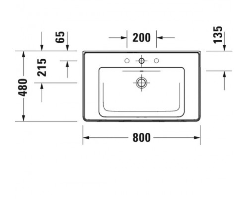DURAVIT 23678000001 D-NEO Раковина 800 x 480 mm, 1 отв под смеситель, с переливом WonderGliss