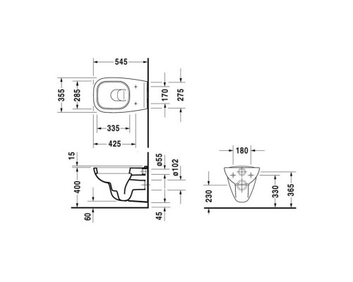 Унитаз Duravit D-Code подвесной 45350900A1 54.5х35.5 SoftClose