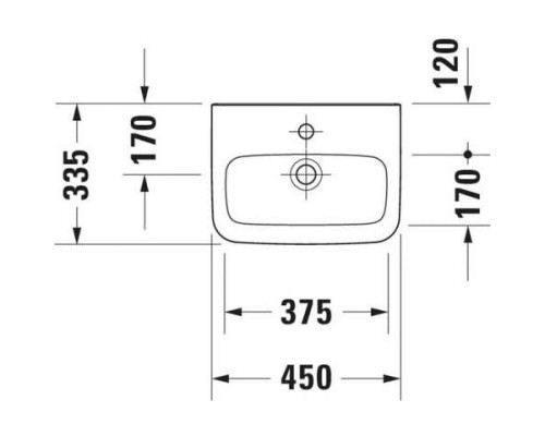 DURAVIT 0708450000 DURASTYLE Раковина 450х335, без перелива, с 1 отв. для смесителя.