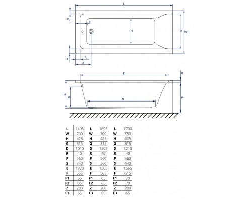 Акриловая ванна Excellent Savia Mono 150x70 без ножек