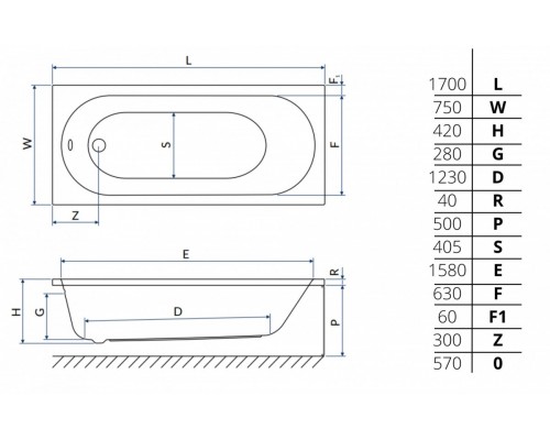 Акриловая ванна Excellent Oceana Mono 170x70