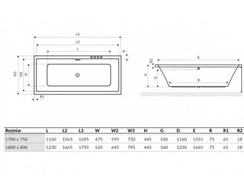 Ванна акриловая Excellent Heaven Slim 180x80 (новая коллекция) WAEХ.HEV18WHS