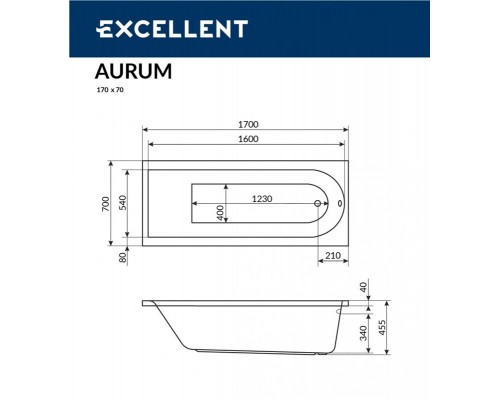 Акриловая ванна Excellent Aurum 180x80