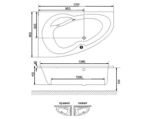 Акриловая ванна Excellent Newa Plus ванна 150 x 95