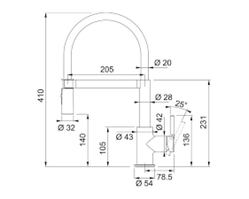 Смеситель для кухни FRANKE Lina Semi-pro, черный 115.0725.838