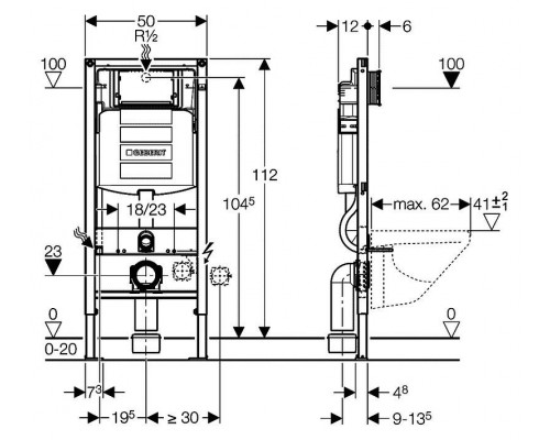 Инсталляция для унитаза Geberit Sigma 12см 111.300.00.5
