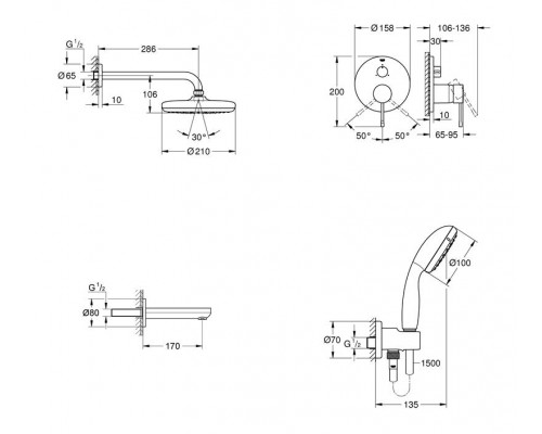 Душевая система Grohe Essence 119699 комплект для ванны цвет хром глянец