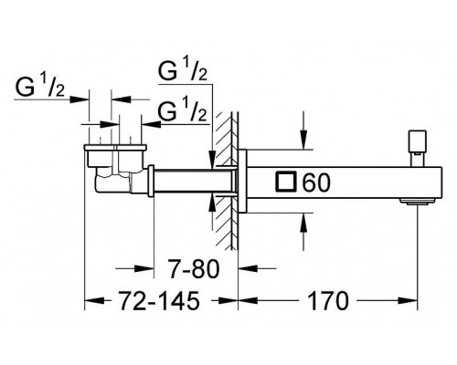 Излив Grohe Universal Cube 13304000 для ванны с душем (13154000)