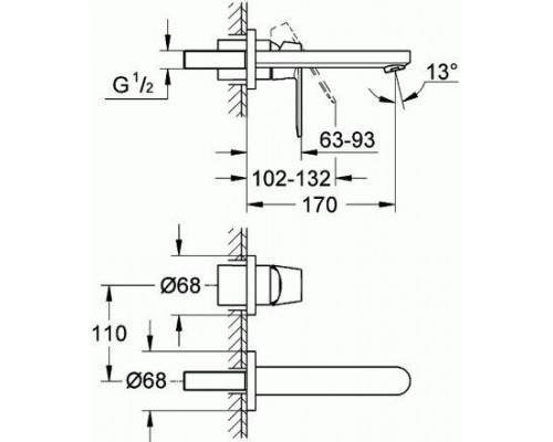 Смеситель встраиваемый Grohe Eurosmart Cosmopolitan 19381000 (накладка)
