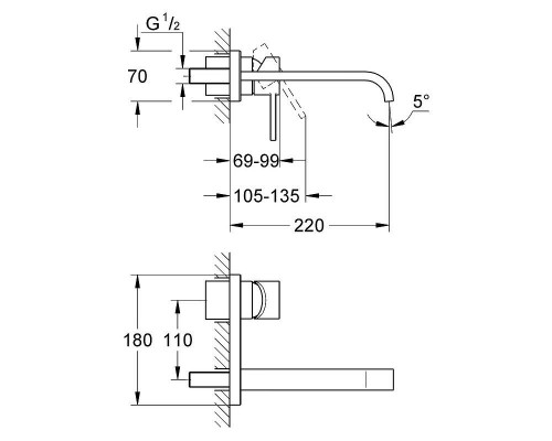 Смеситель встраиваемый Grohe Allure M-Size 19386000(накладка)