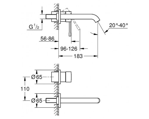 Смеситель для раковины Grohe Essence 19408001 излив 183 мм (накладка)