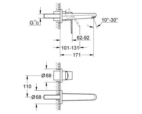 Смеситель Grohe Eurodisc Cosmopolitan 19573002 для раковины (накладка)