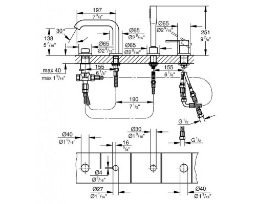 Смеситель Grohe Essence New 19578001 на борт ванны