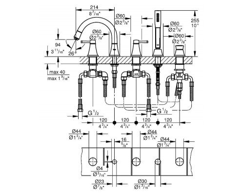 Смеситель Grohe Grandera 19919000 на борт ванны