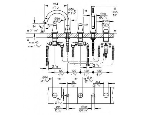 Смеситель Grohe Grandera 19919IG0 для ванны/душа, хром/золото