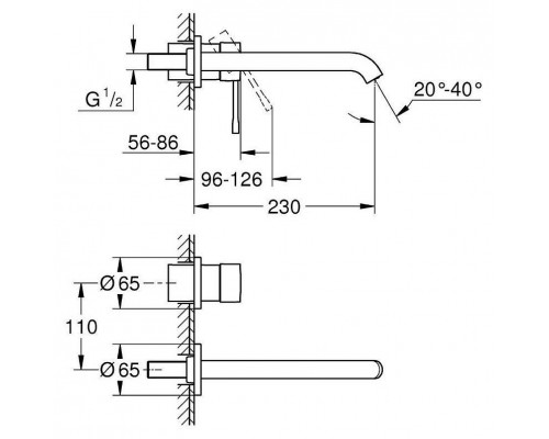 Смеситель для раковины Grohe Essence 19967001 излив 230 мм (накладка)