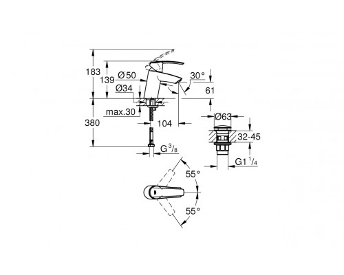 Смеситель для раковины GROHE Start, хром (23550001)