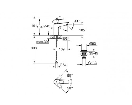 Смеситель для раковины GROHE BauLoop, M-size, хром 23886001