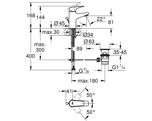 Смеситель для умывальника GROHE Start Flow, хром (23809000)