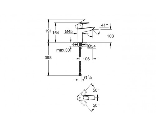 Смеситель для раковины GROHE BauLoop, M-size, хром (23917001)